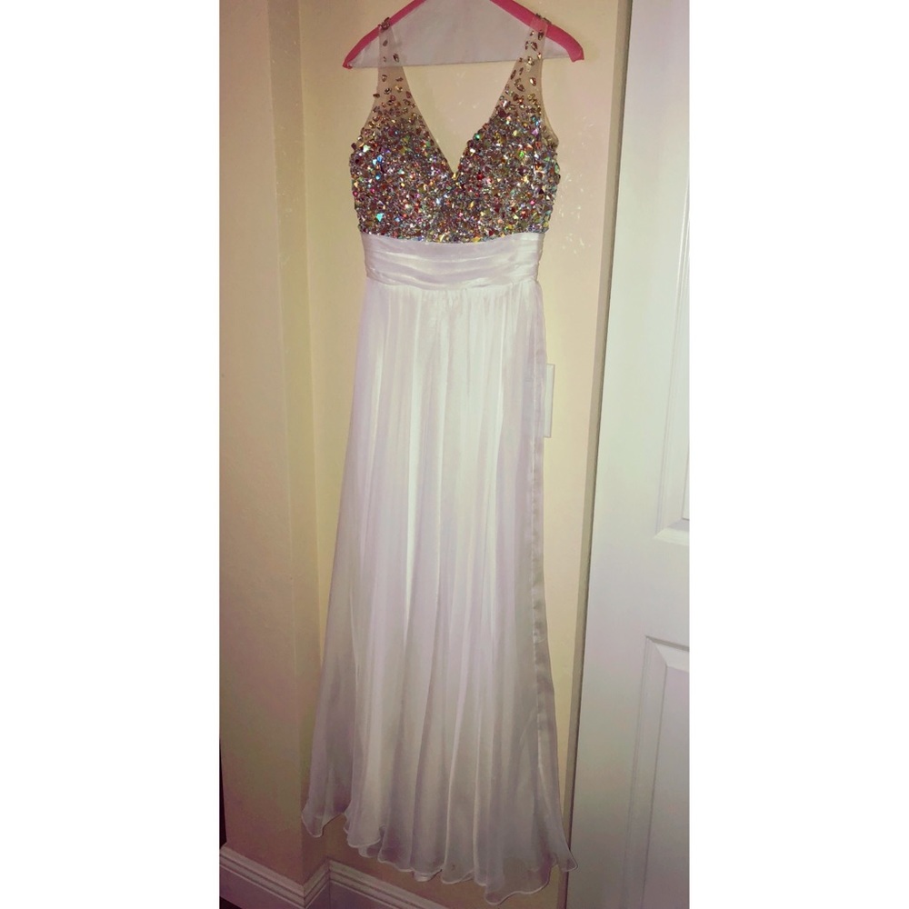 Fancy Prom Dress with Cristals (white) size 2-4